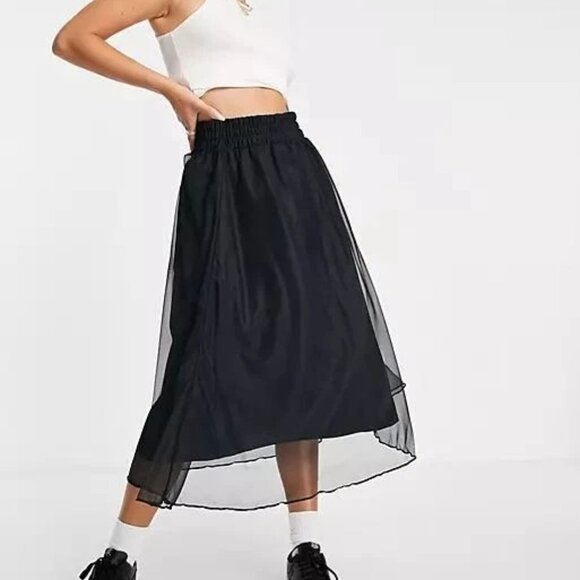 NEW Nike Tulle Midi Skirt Black sz S $60 - Picture 3 of 6